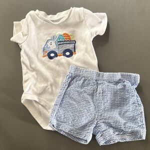 Baby Essentials White and Blue Bunny Onesie Set